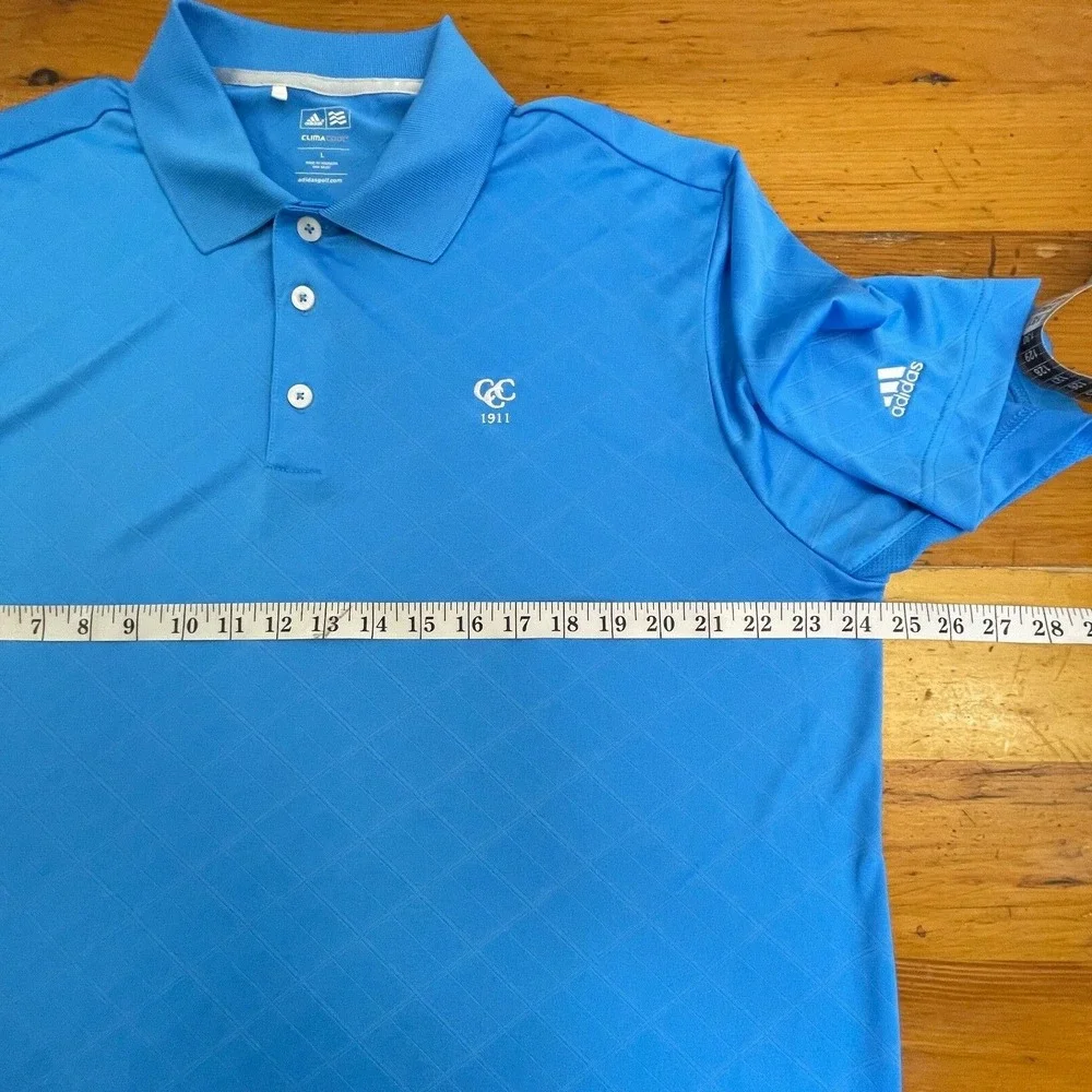 Adidas Polo Golf Shirt Climacool Mens Large Short‎ Sleeve Blue Casual Stretch